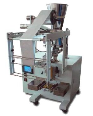 3s64 packaging machine with a digital control panel, featuring a large hopper on top and a reel of film on the side.