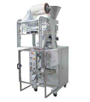 Industrial packaging machine SP-86 with a metallic frame and a plastic film roll, isolated on a white background.
